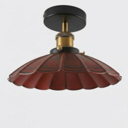Industrial Flush Light Fitting Metal 22Cm Lampshade Rustic Red E27 Ceiling Lighting Fixture For Indoor Kitchen Dining Room