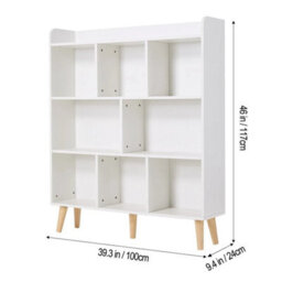 4 Tier Wooden Bookcase Shelving Display Cube Storage Shelf Cabinet With Wood Leg - thumbnail 2