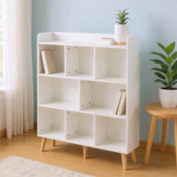 4 Tier Wooden Bookcase Shelving Display Cube Storage Shelf Cabinet With Wood Leg - thumbnail 4