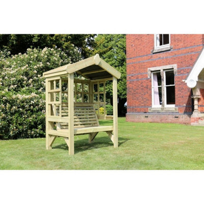 Churnet Valley Garden Furniture Ltd Cottage Arbour- Sits 2 Seat W/ Trellis - L90 X W135 X H190 Cm - Min. Assembly Required - Set Of Waterproof Cushions Included - image 1