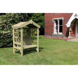 Churnet Valley Garden Furniture Ltd Cottage Arbour- Sits 2 Seat W/ Trellis - L90 X W135 X H190 Cm - Min. Assembly Required - Set Of Waterproof Cushions Included - thumbnail 2