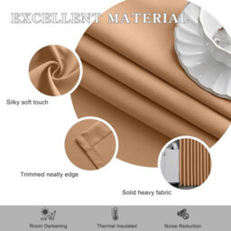 Ameha Beige Blackout Pencil Pleat Curtains Ready Made Thermal Insulated Heavy Thick Curtain 66''x90'' Bedroom Living Room Uk - thumbnail 3