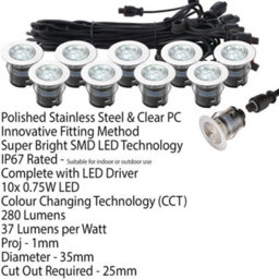 Ip67 Outdoor Decking Plinth Lights 10X 35mm Colour Changing Daylight Blue Lamp - thumbnail 2