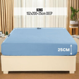 Aspire Homeware Light Blue Fitted Sheet-(25Cm) Deep Hotel Quality -Breathable Fitted Bed Sheets King (L)200 X (W)152Cm - thumbnail 7