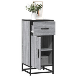 Berkfield Sideboard Grey Sonoma 35.5X35X76 Cm Engineered Wood And Metal - thumbnail 1