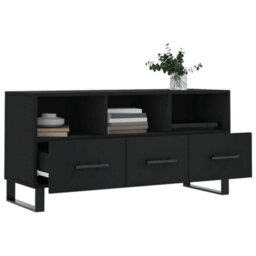 Berkfield Tv Cabinet Black 102X36X50 Cm Engineered Wood - thumbnail 4