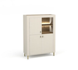 Arte Mossa Contemporary Highboard Cabinet In Cashmere & Oak - W970mm X H1360mm X D400mm - thumbnail 3