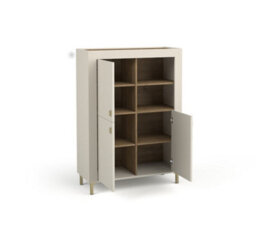 Arte Mossa Contemporary Highboard Cabinet In Cashmere & Oak - W970mm X H1360mm X D400mm - thumbnail 2
