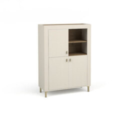Arte Mossa Contemporary Highboard Cabinet In Cashmere & Oak - W970mm X H1360mm X D400mm
