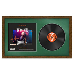 "30X17"" Dark Oak Modern Vinyl Record Frame With Emerald Mount For 12 Inch Lp Album Cover & Disc - Ak Frames" - thumbnail 1