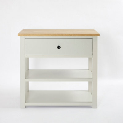 Homestylestore 840mm Antique White And Oak Bathroom Vanity Unit With Black Round Handle - image 1