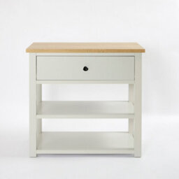 Homestylestore 840mm Antique White And Oak Bathroom Vanity Unit With Black Round Handle - thumbnail 1