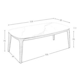 Angel Cerda Stylish Oval Porcelain Marble And Walnut Coffee Table - thumbnail 6