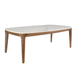 Angel Cerda Stylish Oval Porcelain Marble And Walnut Coffee Table - thumbnail 5