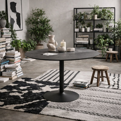 Wyld Haus Ibiza 110Cm Black Round Dining Table Black Base - image 1