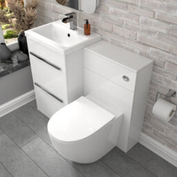 Nes Home 1000mm Freestanding White 2 Drawer Basin Vanity & Back To Wall Toilet - thumbnail 4