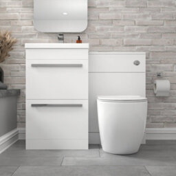 Nes Home 1000mm Freestanding White 2 Drawer Basin Vanity & Back To Wall Toilet - thumbnail 2