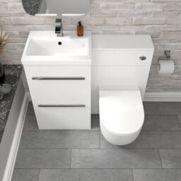 Nes Home 1000mm Freestanding White 2 Drawer Basin Vanity & Back To Wall Toilet - thumbnail 3