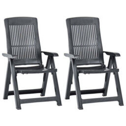 Garden Reclining Chairs 2 Pcs Plastic Anthracite