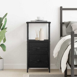 Berkfield Black Oak Nightstand, 34X35.5X70 Cm, Made Of Engineered Wood - thumbnail 4