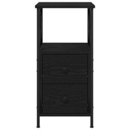 Berkfield Black Oak Nightstand, 34X35.5X70 Cm, Made Of Engineered Wood - thumbnail 7