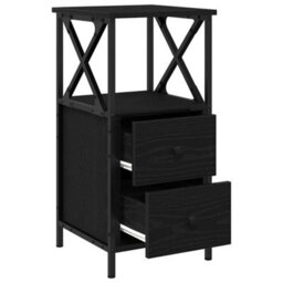 Berkfield Black Oak Nightstand, 34X35.5X70 Cm, Made Of Engineered Wood - thumbnail 5