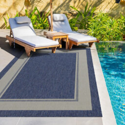 Homeart Outdoor Rugs Easy Cleaning Area Rugs For Balcony,garden,picnic,uv Weather Resistant D.blue Cream, 140 X 200 Cm - thumbnail 2