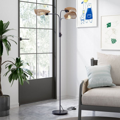 Darphe 3-Light E27 Brown Modern Floor Lamp With Handwoven Paper Rope Shade - image 1