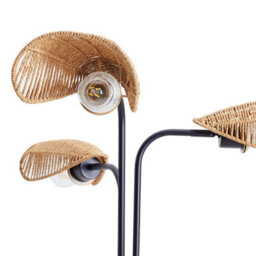 Darphe 3-Light E27 Brown Modern Floor Lamp With Handwoven Paper Rope Shade - thumbnail 4