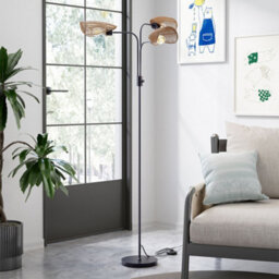 Darphe 3-Light E27 Brown Modern Floor Lamp With Handwoven Paper Rope Shade - thumbnail 1
