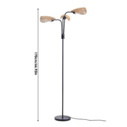 Darphe 3-Light E27 Brown Modern Floor Lamp With Handwoven Paper Rope Shade - thumbnail 9