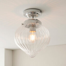 Anson Lighting Oregon Bathroom Flush Light Finished In Chrome Plate And Clear Ribbed Glass