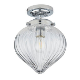 Anson Lighting Oregon Bathroom Flush Light Finished In Chrome Plate And Clear Ribbed Glass - thumbnail 2