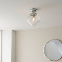 Anson Lighting Oregon Bathroom Flush Light Finished In Chrome Plate And Clear Ribbed Glass - thumbnail 4