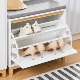 Sobuy Fsr191-Nw, Hallway Shoe Bench Shoe Cabinet With Seat Cushion And Flip-Drawer,wood Effect,w60Xd34Xh54 - thumbnail 6