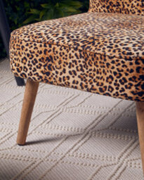 Orsina Leopard Print Velvet Chair, High Back Accent Chair With Padded Seat, Curved Shape Mango Wood Frame - thumbnail 2
