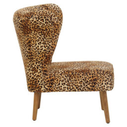 Orsina Leopard Print Velvet Chair, High Back Accent Chair With Padded Seat, Curved Shape Mango Wood Frame - thumbnail 5