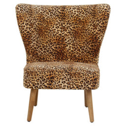 Orsina Leopard Print Velvet Chair, High Back Accent Chair With Padded Seat, Curved Shape Mango Wood Frame - thumbnail 6