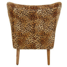 Orsina Leopard Print Velvet Chair, High Back Accent Chair With Padded Seat, Curved Shape Mango Wood Frame - thumbnail 4