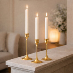 Marco Paul 3Pc Dinner Candle Holder Set - Gold - thumbnail 9