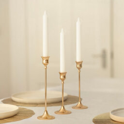 Marco Paul 3Pc Dinner Candle Holder Set - Gold - thumbnail 1
