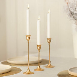 Marco Paul 3Pc Dinner Candle Holder Set - Gold - thumbnail 4