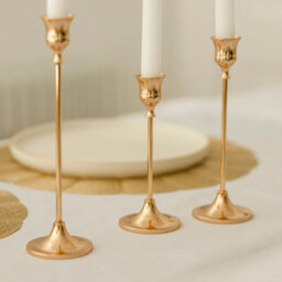 Marco Paul 3Pc Dinner Candle Holder Set - Gold - thumbnail 5