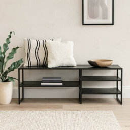 Wyld Haus El Paso Black Metal Open Tv Unit, 3 Shelves, 120Cm - thumbnail 2