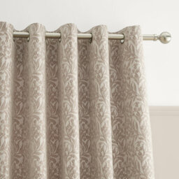 Bianca Fine Linens Chenille Leaves 90X90 Inch Lined Eyelet Curtains Two Panels Natural - thumbnail 3