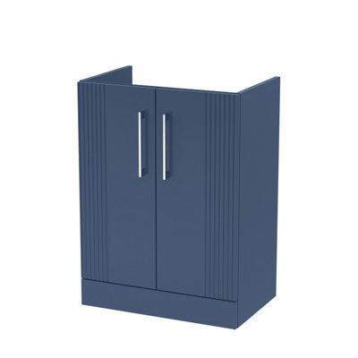 Hudson Reed Deco Floor Standing 2-Door Vanity Unit, Elegant Floor Standing Vanity Unit With Bar Handle Design In Satin Blue - image 1
