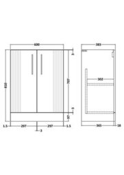 Hudson Reed Deco Floor Standing 2-Door Vanity Unit, Elegant Floor Standing Vanity Unit With Bar Handle Design In Satin Blue - thumbnail 2