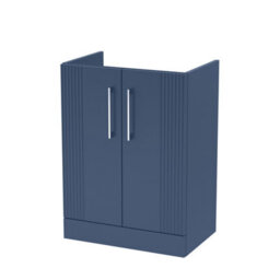 Hudson Reed Deco Floor Standing 2-Door Vanity Unit, Elegant Floor Standing Vanity Unit With Bar Handle Design In Satin Blue - thumbnail 1