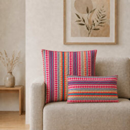 Neon Stripes Classic Cushion Cover 30X50Cm Handmade Cotton Lumbar Cover - thumbnail 3
