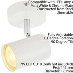 Led Adjustable Ceiling Spotlight Matt White Single Gu10 Dimmable Downlight - thumbnail 2